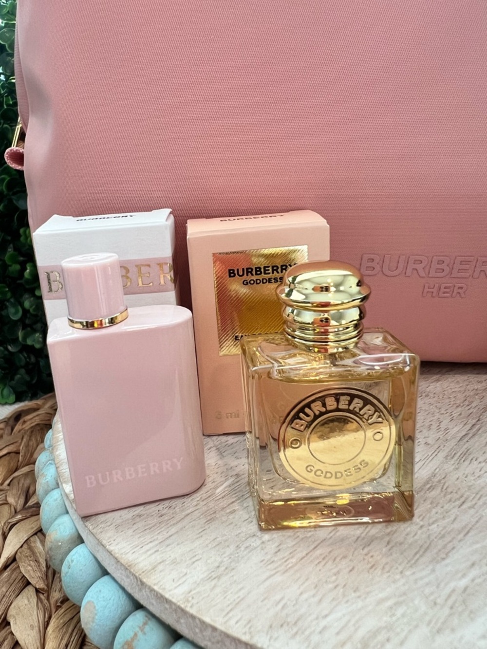 New Burberry Her Pink Cosmetic Travel Pouch with Strap | Burberry Goddess - Picture 3 of 11